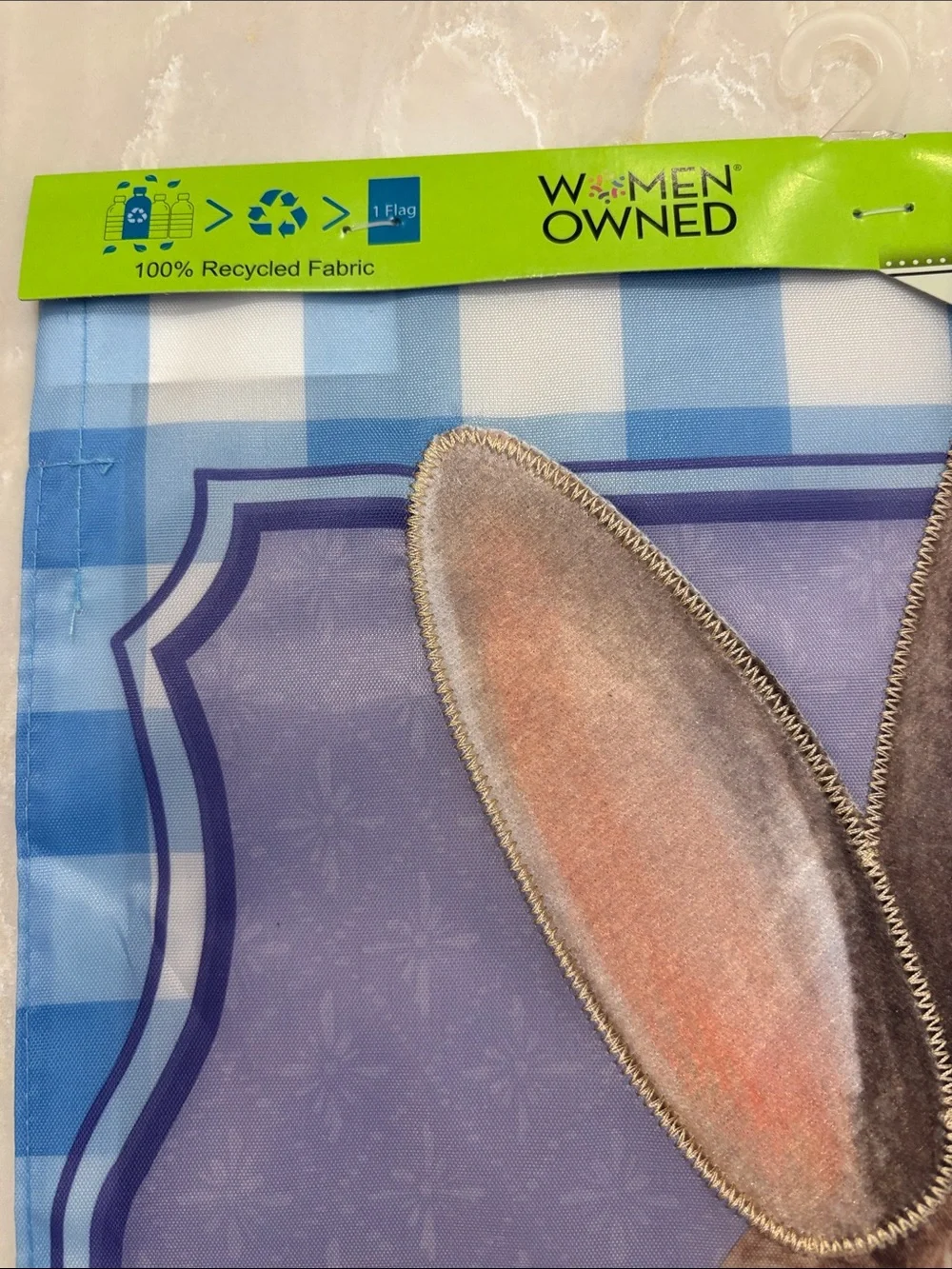 Bunny Embroidered Yard Flag - Blue